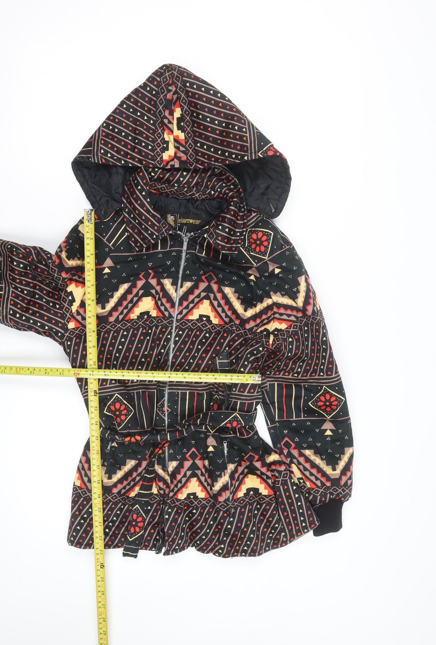 Heller Leisurewear Girls Black Geometric Hooded Puffer Jacket 14-15 Years