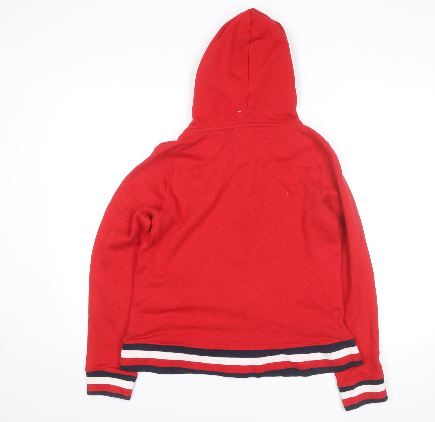 Tommy Hilfiger Girls Red Full Zip Hoodie L Logo Detail Cotton Blend