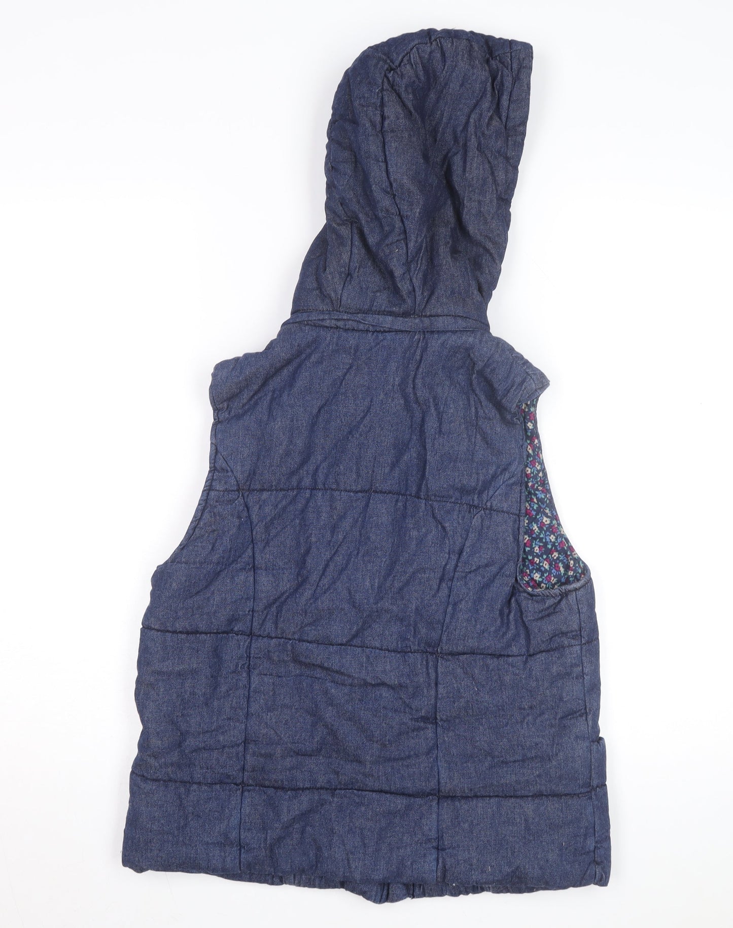 New Look Women's Blue Quilted Hooded Waistcoat Size M