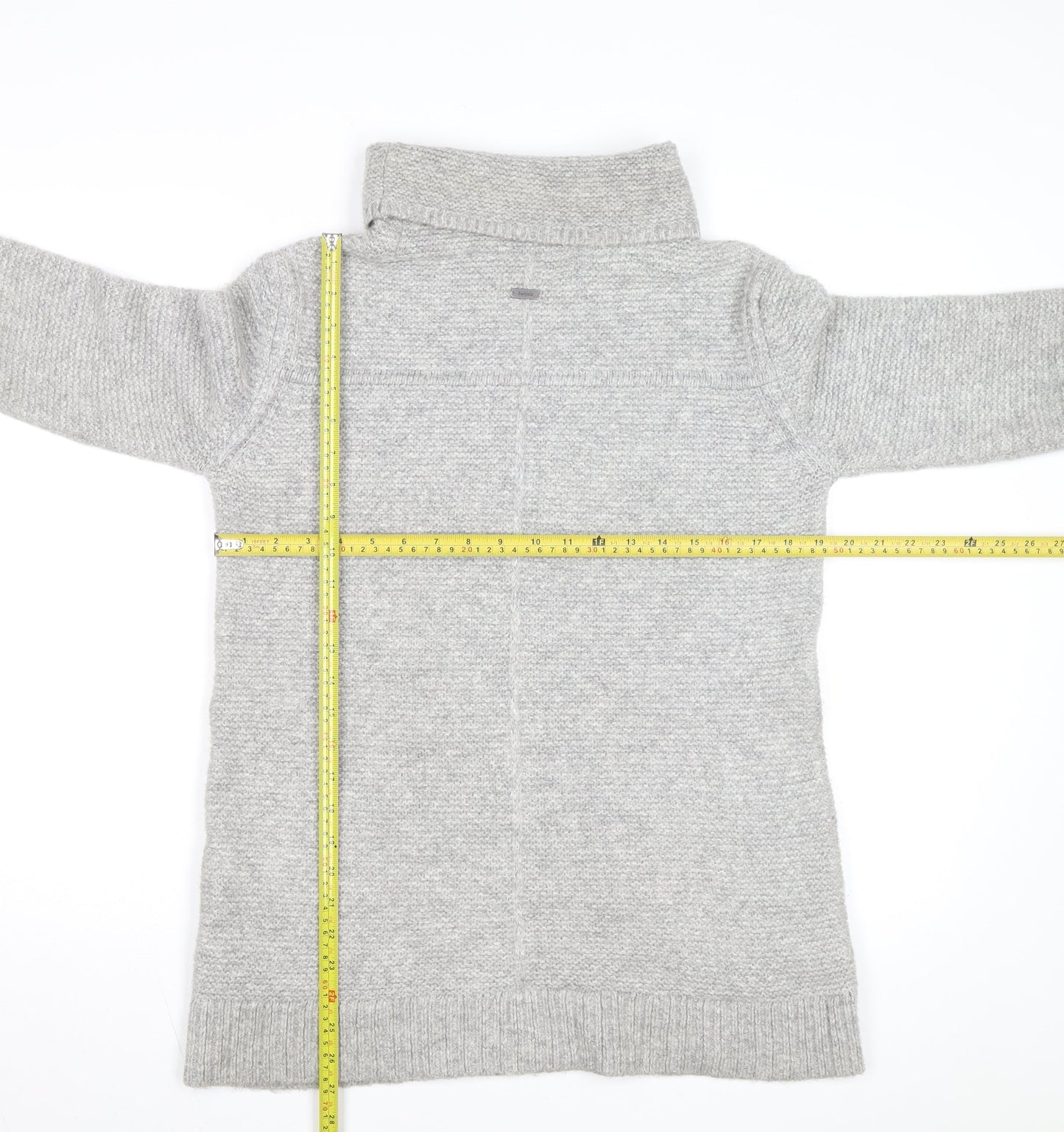 Barbour Women Grey Roll Neck Wool Knit Jumper Size 10
