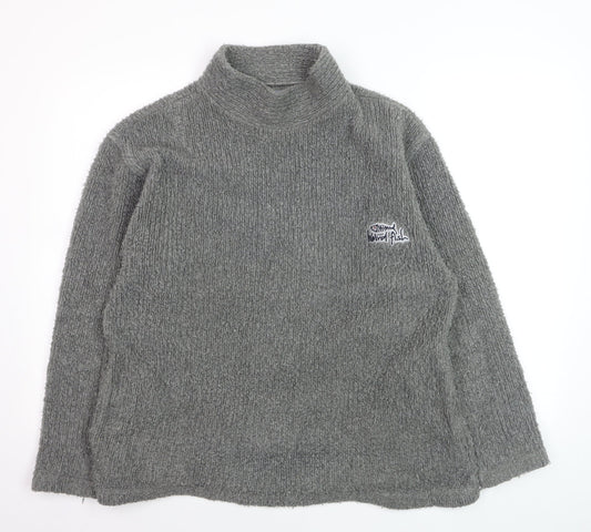 Weird Fish Men's Grey Roll Neck Wool Blend Jumper Size M