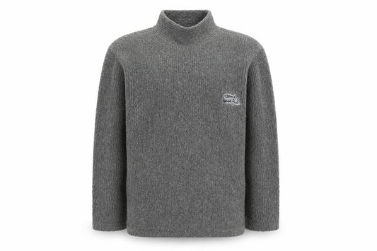Weird Fish Men's Grey Roll Neck Wool Blend Jumper Size M