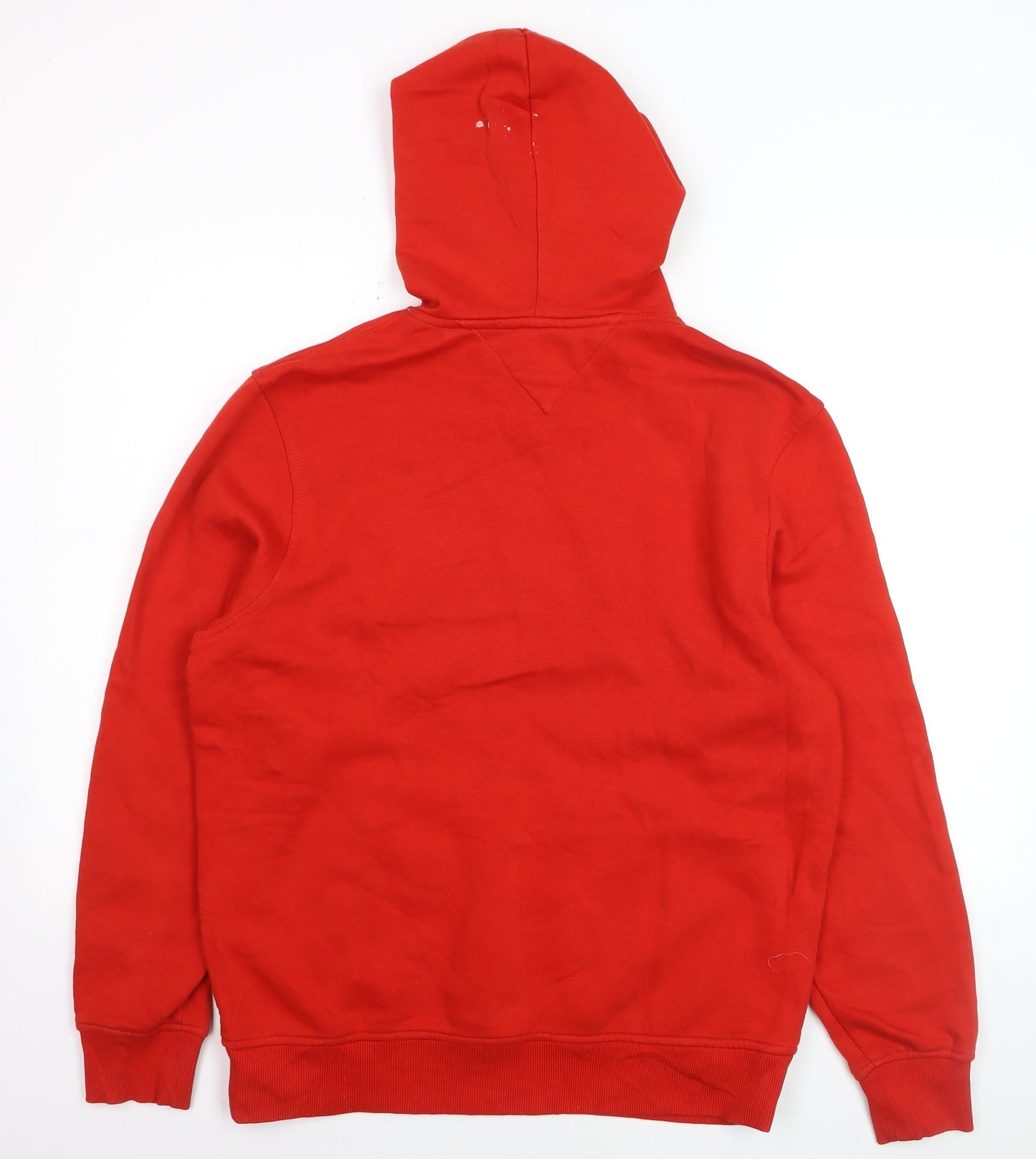 Tommy Jeans Men's Red Pullover Hoodie M Logo Graphic Cotton Blend