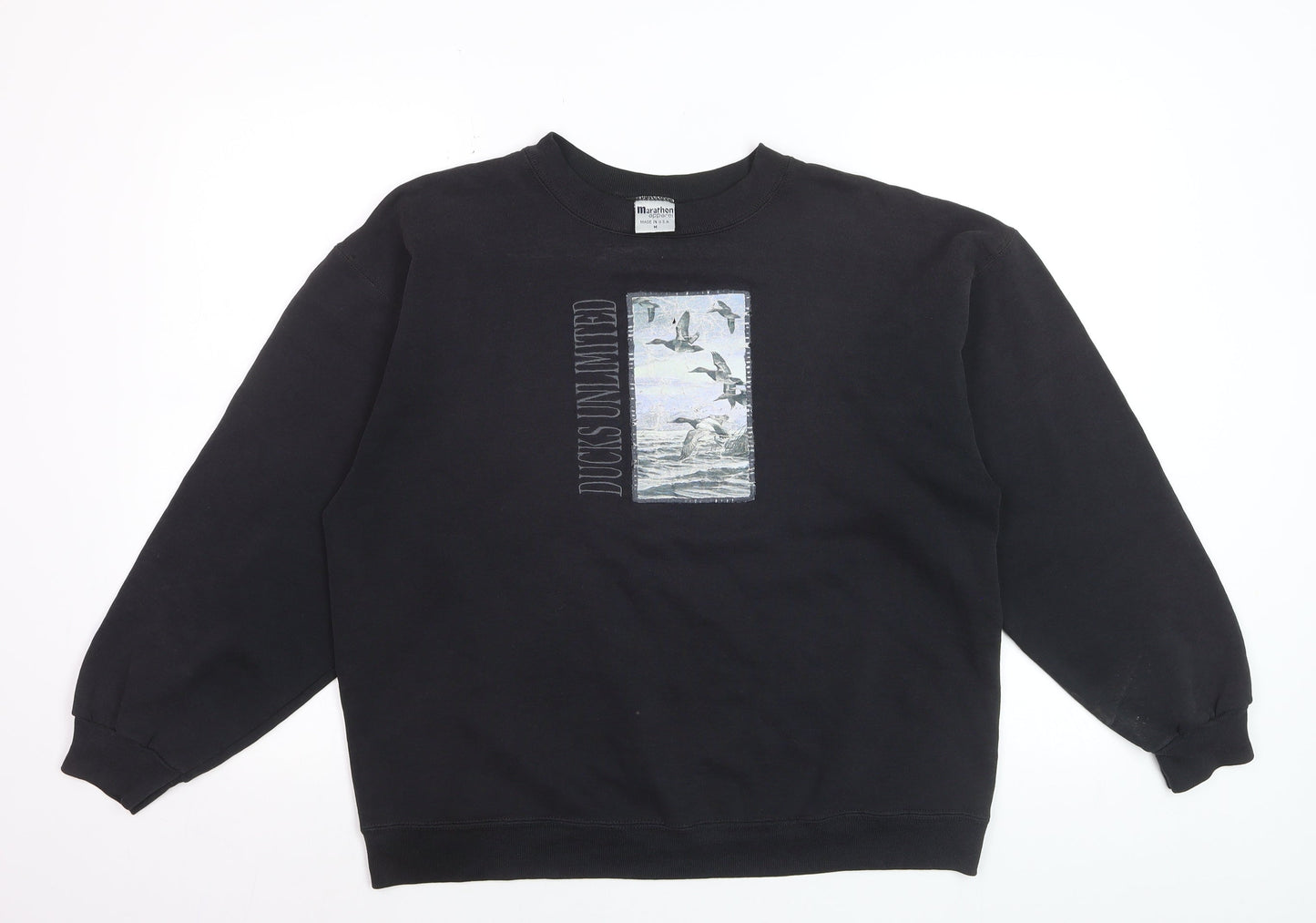 Marathon Apparel Mens Black Duck Graphic Pullover Sweatshirt M