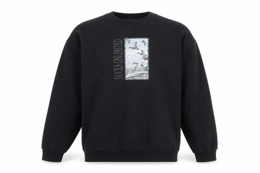 Marathon Apparel Mens Black Duck Graphic Pullover Sweatshirt M