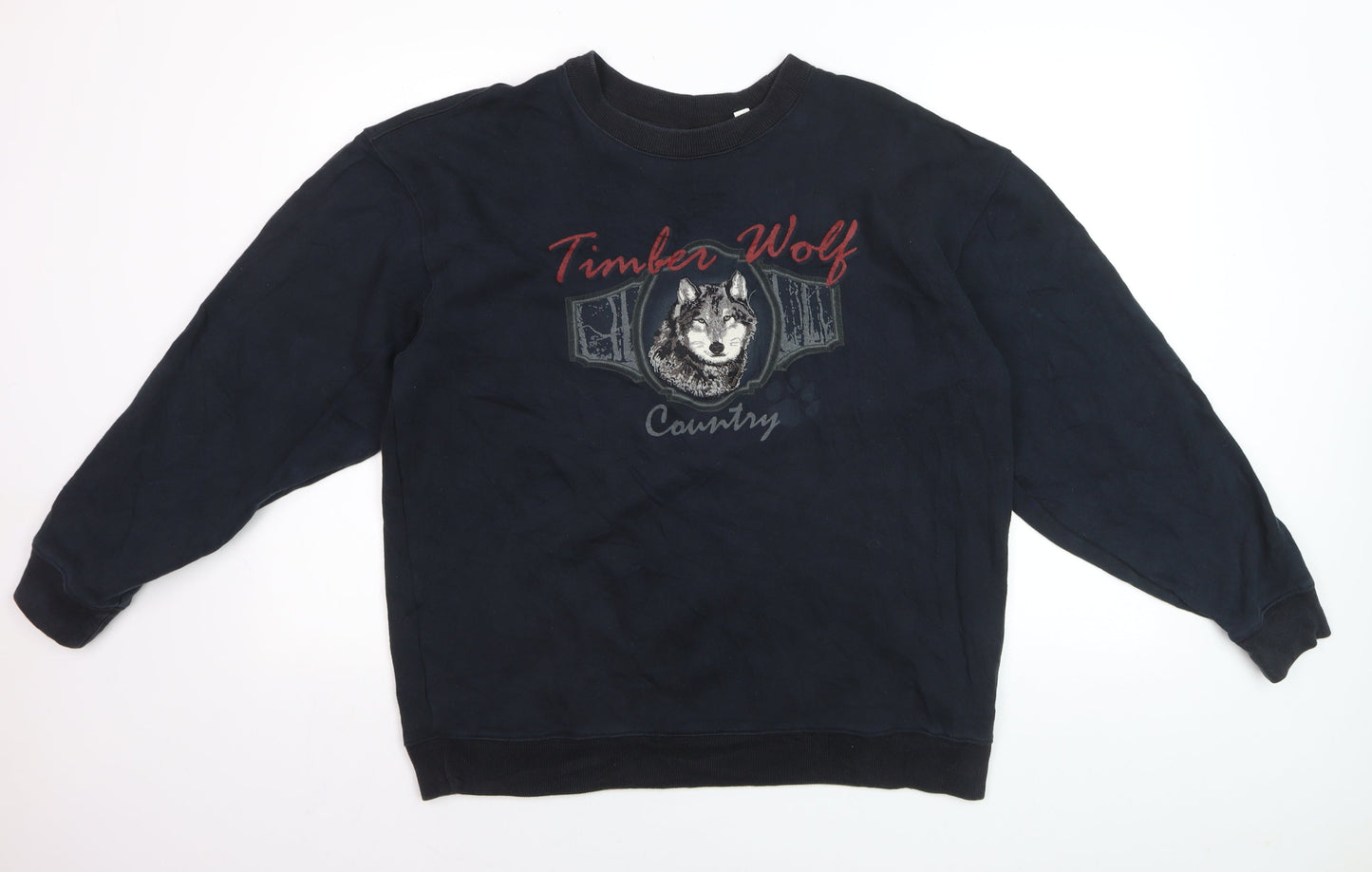 Croft & Barrow Men's Black Wolf Graphic Pullover Sweatshirt M