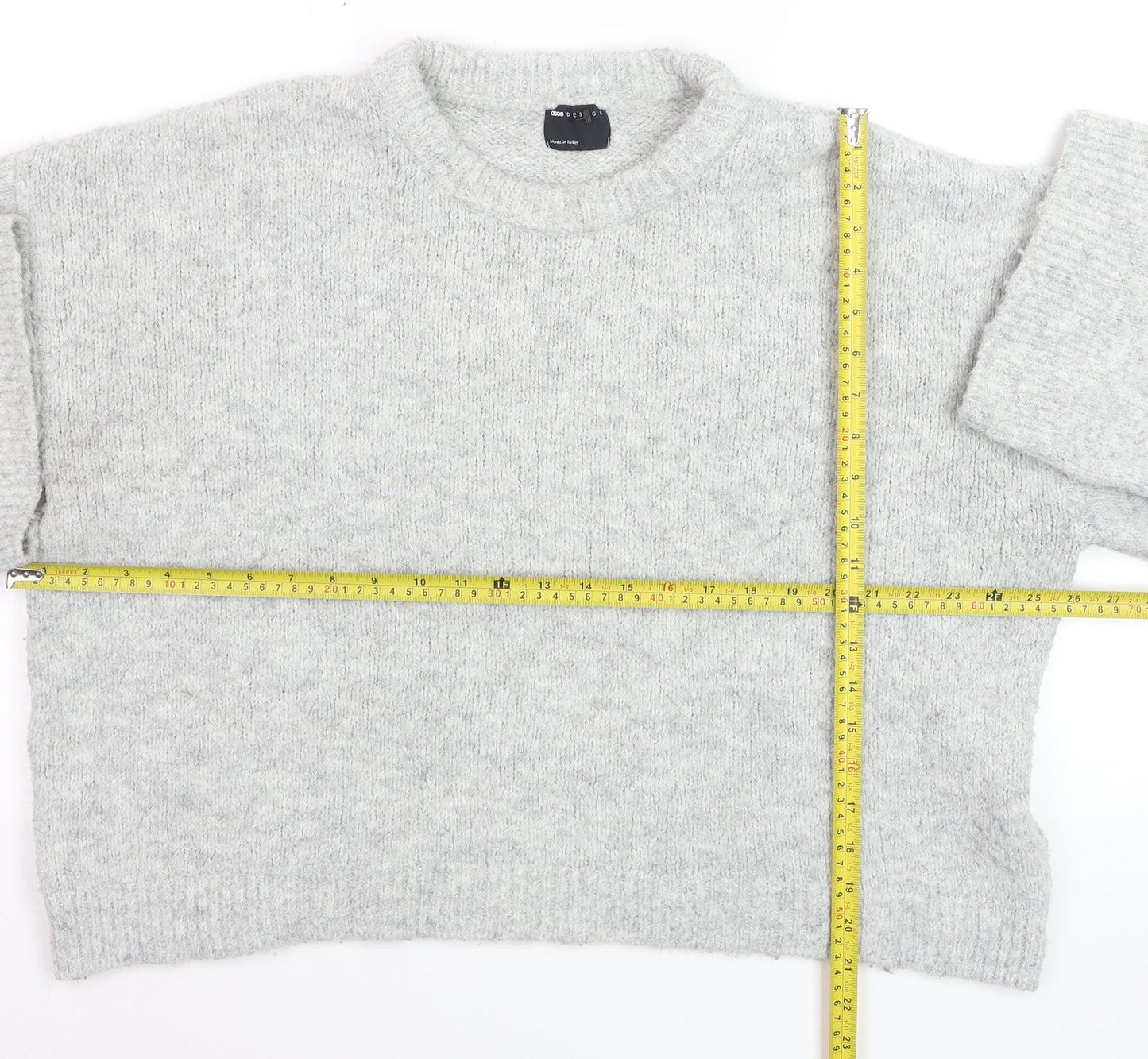 ASOS DESIGN Women’s Grey Chunky Knit Pullover Jumper L