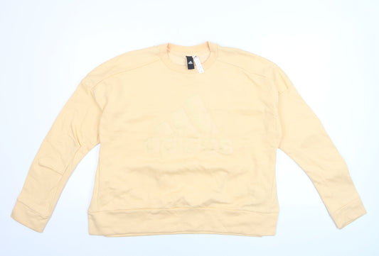 Adidas Womens Beige XL Crew Neck Logo Sweatshirt Cotton Blend