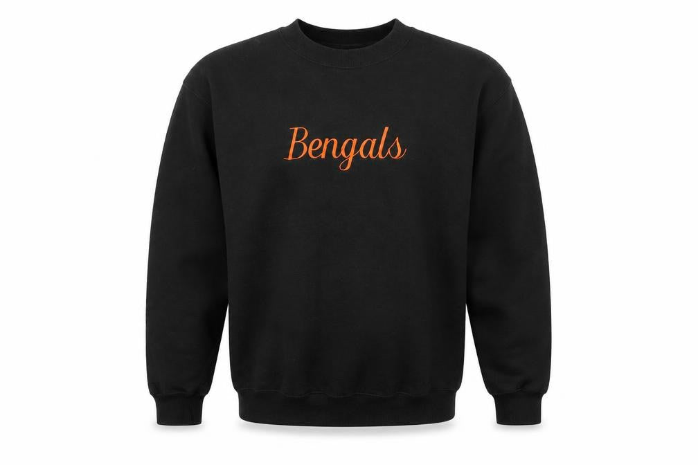 Lee Men's Black Bengals Embroidered Crew Neck Sweatshirt M