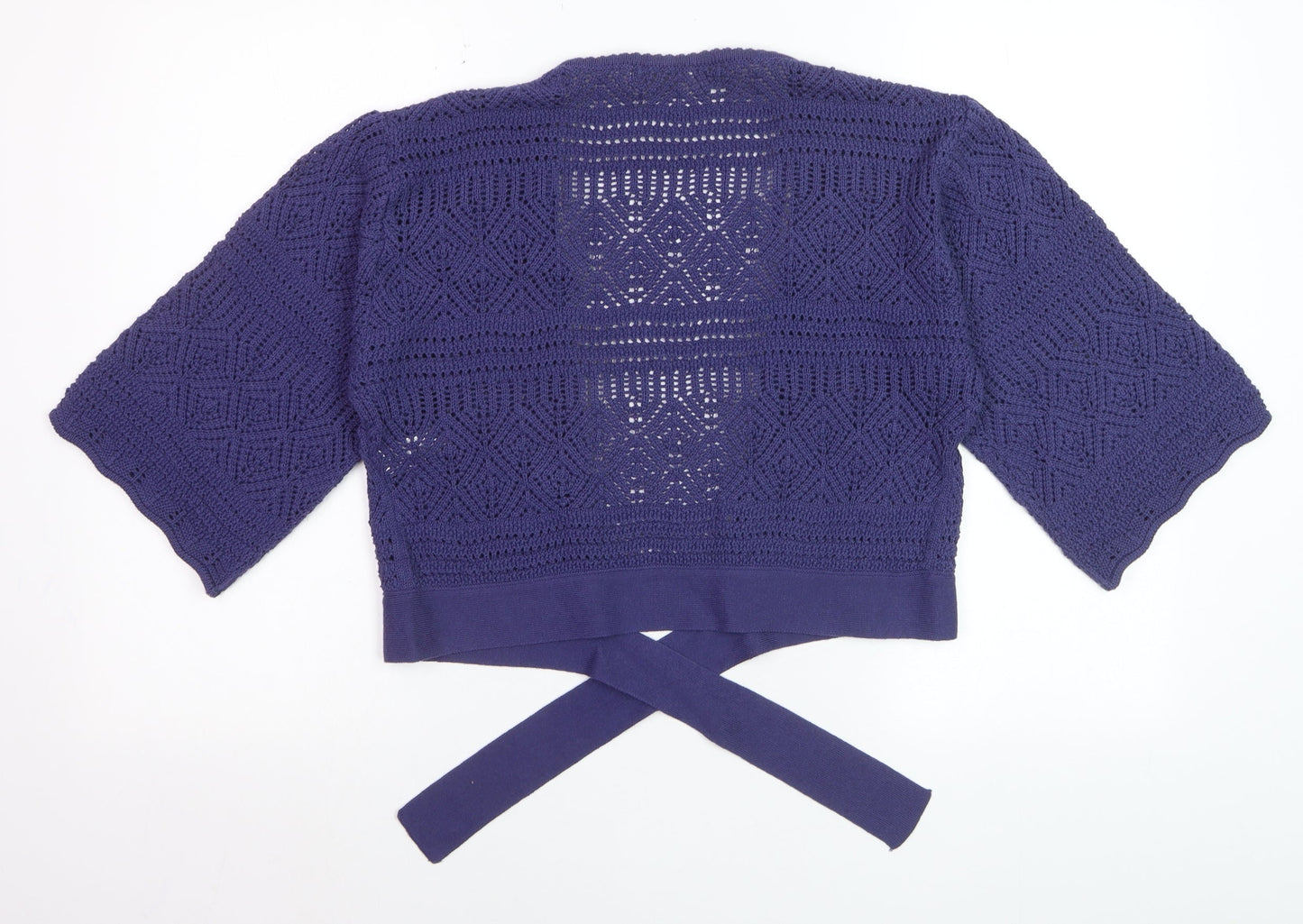 Marks and Spencer Women Blue Crochet Wrap Jumper Size 14