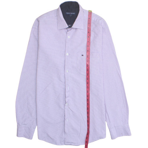Tommy Hilfiger Men's Purple Striped Dress Shirt Long Sleeve Size L