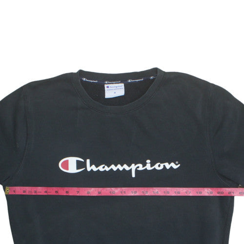 Champion Men's Black Pullover Sweatshirt M Crew Neck Logo Fleece