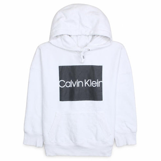 Calvin Klein Men's White Pullover Hoodie M Logo Fleece Sweatshirt