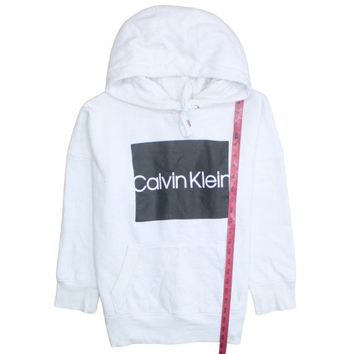 Calvin Klein Men's White Pullover Hoodie M Logo Fleece Sweatshirt