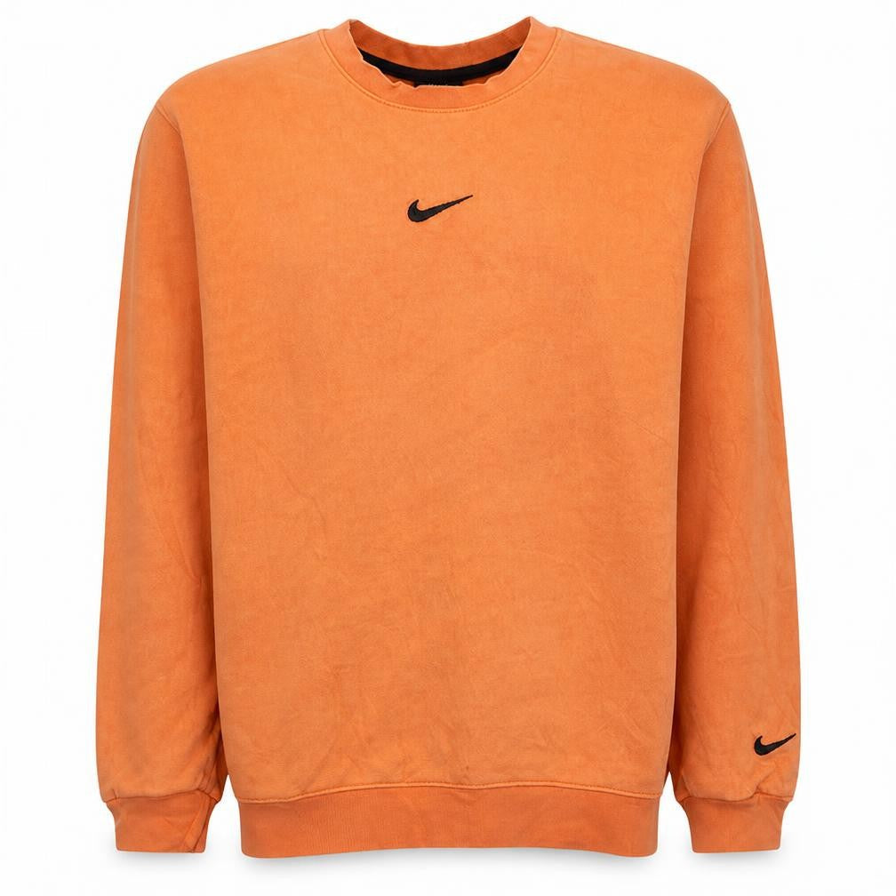 Nike Mens Orange Crew Neck Sweatshirt Size M Cotton Pullover
