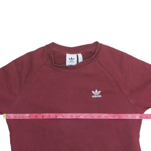 Adidas Men's Red Pullover Sweatshirt M Crew Neck Logo Fleece