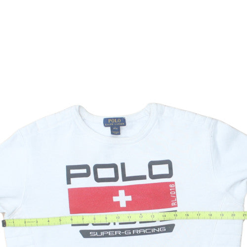 Ralph Lauren Polo Suisse White Teens L Pullover Sweatshirt