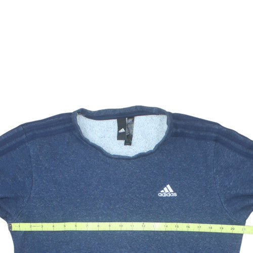 Adidas Mens Blue Crew Neck Pullover Sweatshirt Long Sleeve