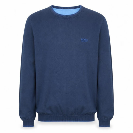 Hugo Boss Men's Blue Cotton Blend Crew Neck Pullover Jumper M