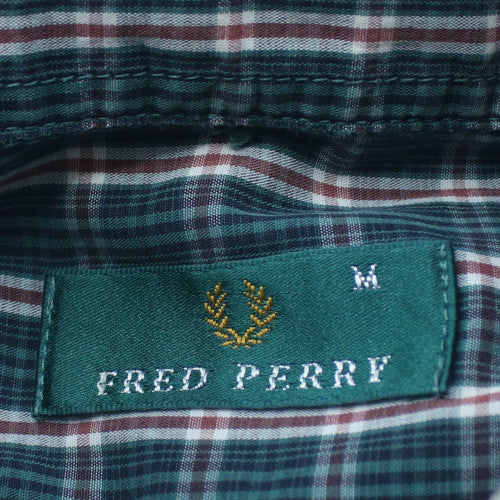 Fred Perry Men's Blue Check Button-Up Cotton Shirt M