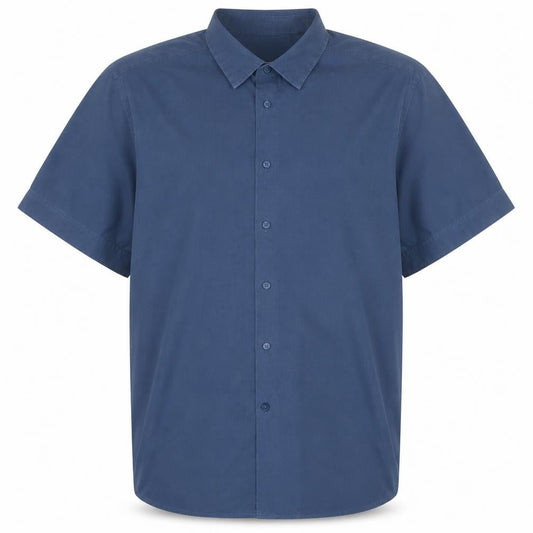 Calvin Klein Men's Blue Slim Fit Short Sleeve Cotton Shirt M