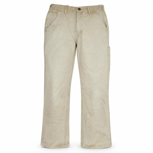 Carhartt Mens Beige Straight Jeans Size 34 Canvas Cotton Workwear