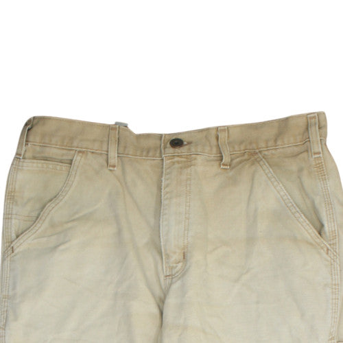 Carhartt Mens Beige Straight Jeans Size 34 Canvas Cotton Workwear