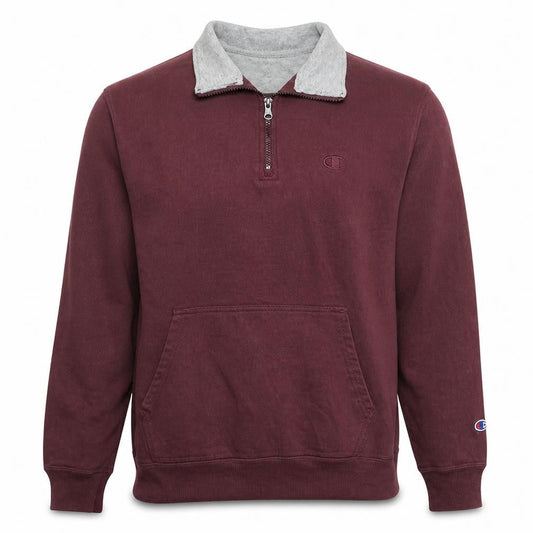 Champion Men's Brown 1/4 Zip Fleece Sweatshirt M Regular Fit