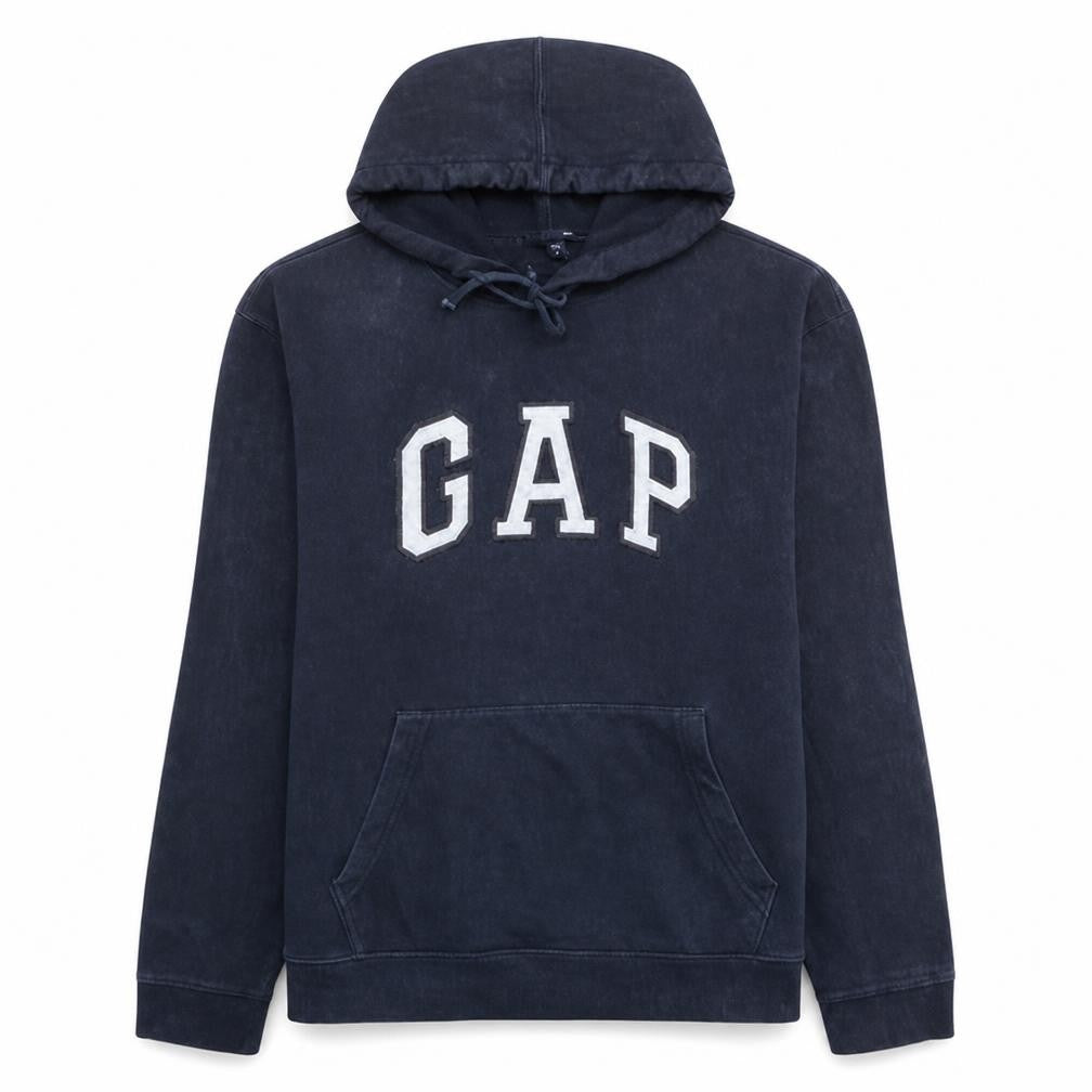 Gap Men’s Blue Pullover Hoodie Medium Fleece Logo Hooded Sweatshirt