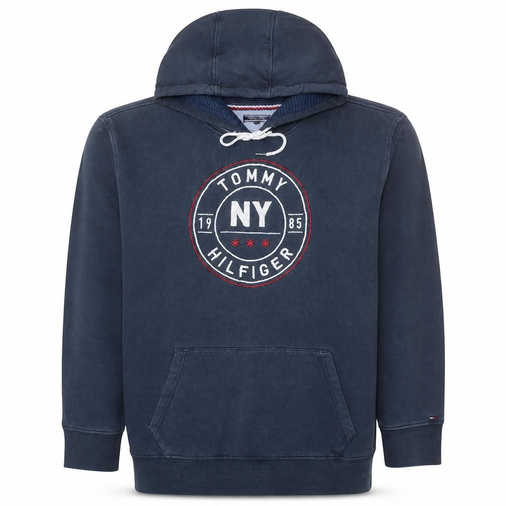 Tommy Hilfiger Men's Blue Pullover Hoodie Size M NY Logo Sweatshirt