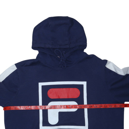 Fila Men’s Blue Pullover Hoodie L Sports Logo Graphic Sweatshirt