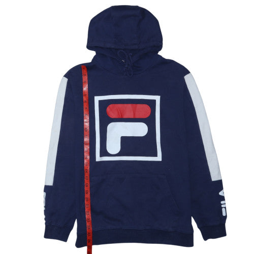 Fila Men’s Blue Pullover Hoodie L Sports Logo Graphic Sweatshirt