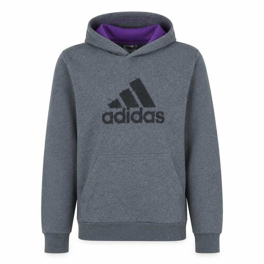 Adidas Men's Grey Hoodie Medium Pullover Logo Cotton Blend