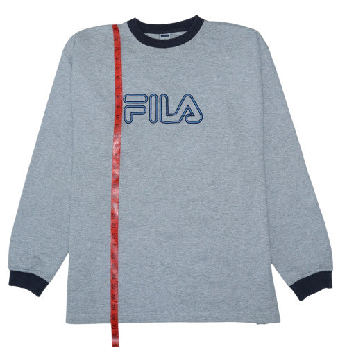 FILA Men’s Grey 2XL Pullover Fleece Sweatshirt Crew Neck Logo