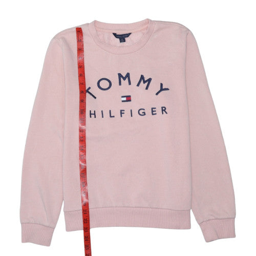 Tommy Hilfiger Women Pink Cotton Blend Sweatshirt Size M Crew Neck