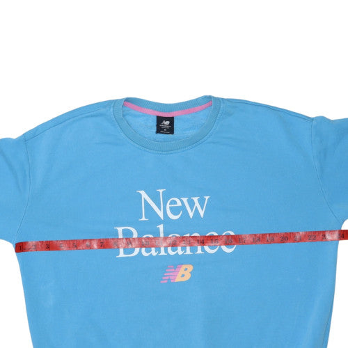 New Balance Women Blue Cotton Blend Crew Neck Sweatshirt Size M