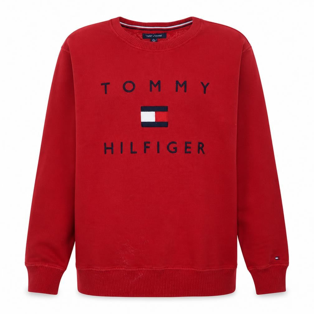 Tommy Hilfiger Men's Red XL Pullover Sweatshirt Crew Neck Logo