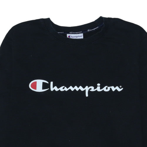 Champion Men's Black L Pullover Crew Neck Logo Sweatshirt
