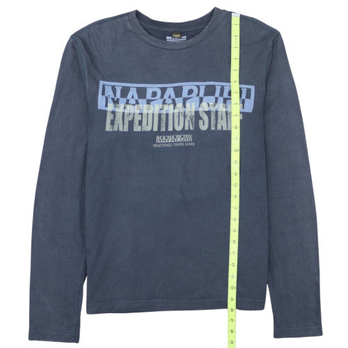 Napapijri Men’s Blue Expedition Staff Long Sleeve Cotton T-Shirt L