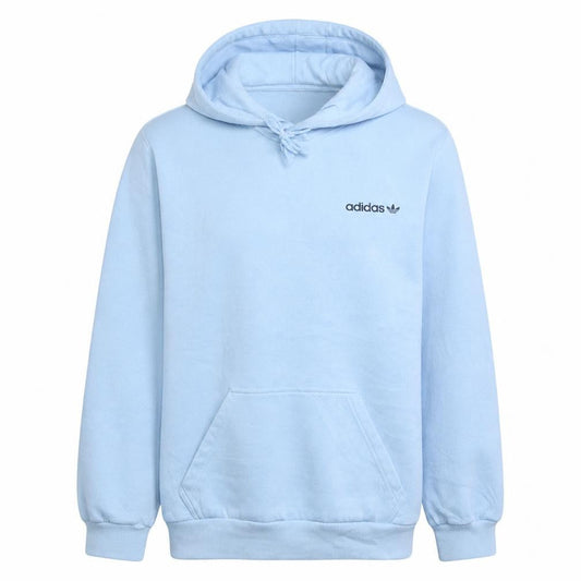 Adidas Mens Blue Pullover Hoodie M Regular Fit Logo Fleece