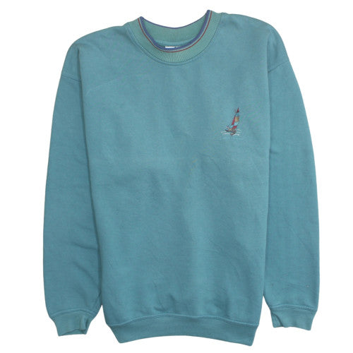 Bounded Waters Mens Blue Nautical Embroidered Sweatshirt L
