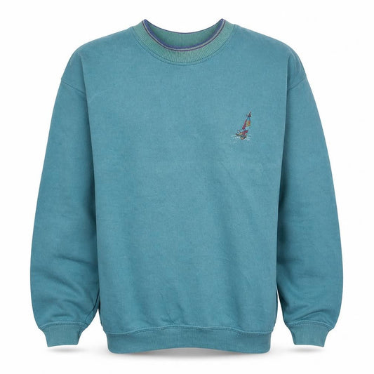 Bounded Waters Mens Blue Nautical Embroidered Sweatshirt L