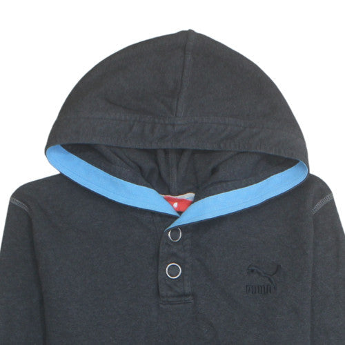 Puma Men's Black S Henley Hoodie Lightweight Hooded Top