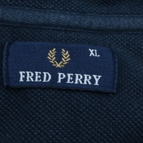 Fred Perry Men's Blue XL 1/4 Zip Cotton Logo Pullover Sweatshirt