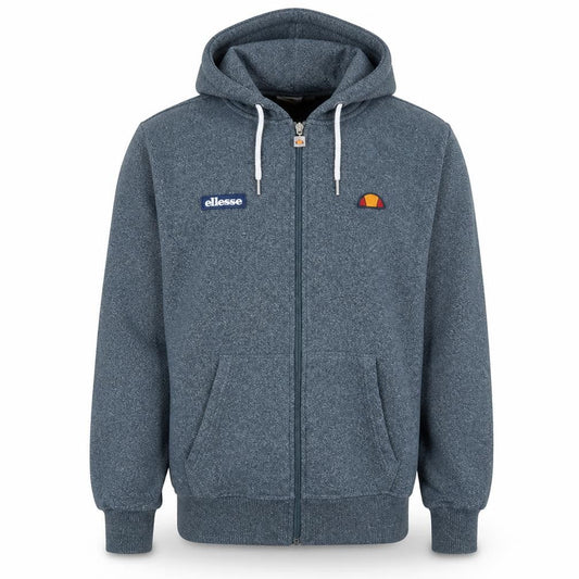 Ellesse Men's Grey Full Zip Hoodie Size L Cotton Blend Casual