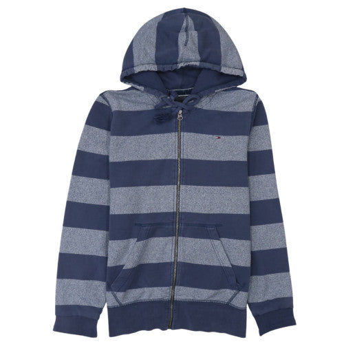 Tommy Hilfiger Men's Blue Striped Full Zip Hoodie Size L