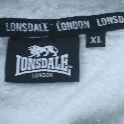 Lonsdale Mens Grey XL Pullover Hoodie Sports Fleece Sweatshirt