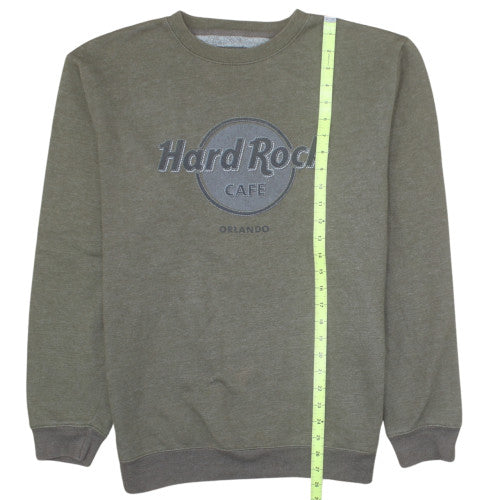 Hard Rock Cafe Men Green L Pullover Sweatshirt Crew Neck Fleece