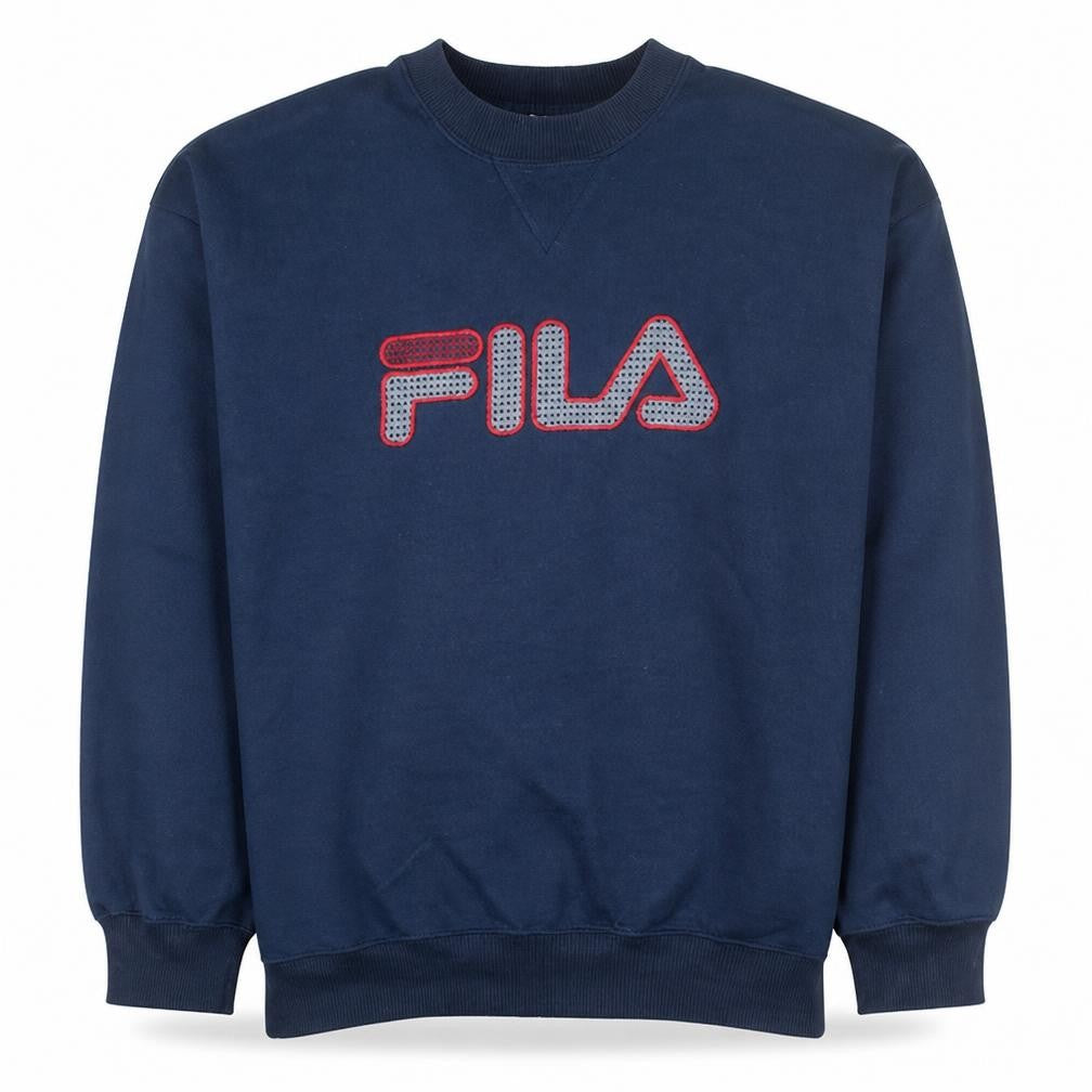 Fila Men's Blue Pullover Sweatshirt L Retro Crew Neck