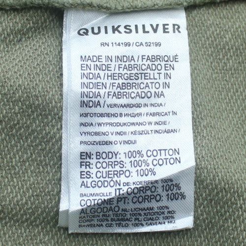 Quiksilver Men's Green Pullover Hoodie Size L Cotton Sweatshirt